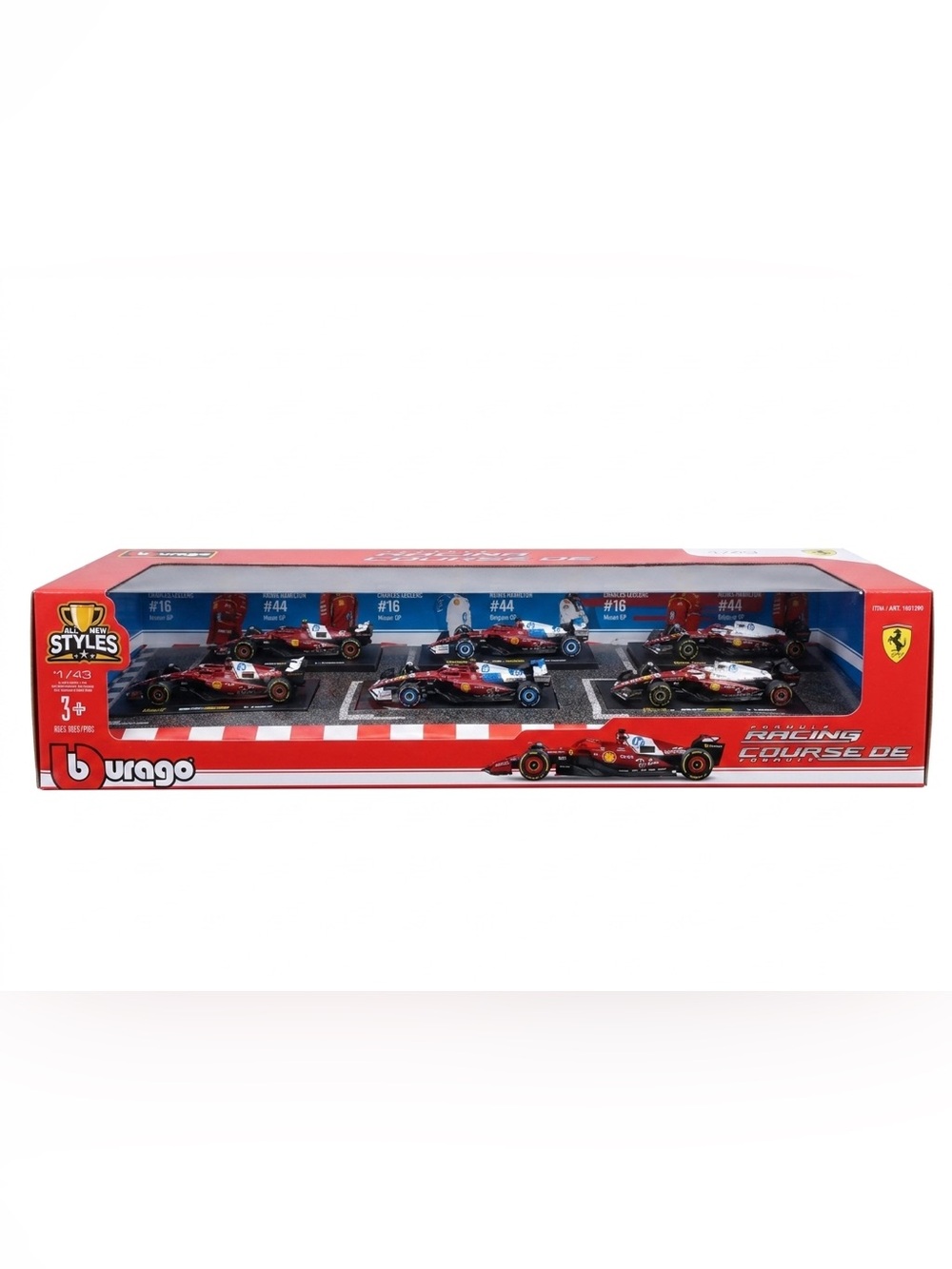 Bburago 1:43 Ferrari F1 Set 6 Cars Charles Leclerc Lewis Hamilton HP Livery